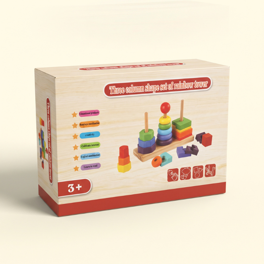3-in-1 Wooden Rainbow Tower