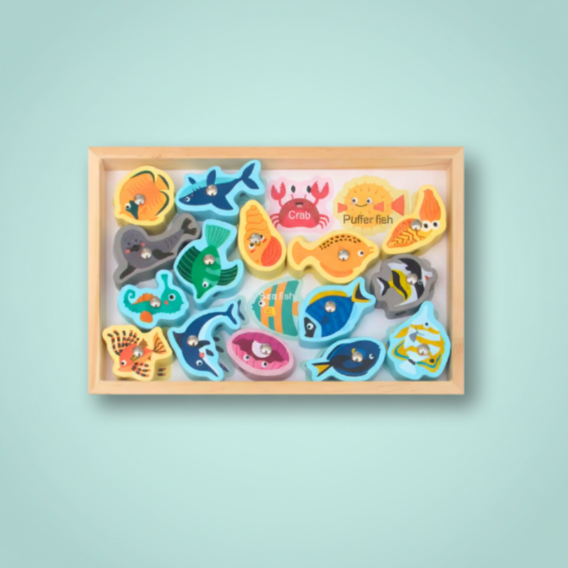 Wooden Fishing And Lacing Toy