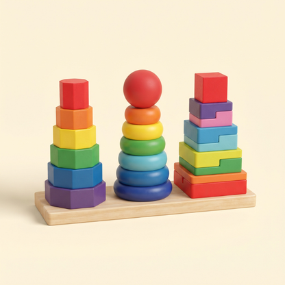3-in-1 Wooden Rainbow Tower