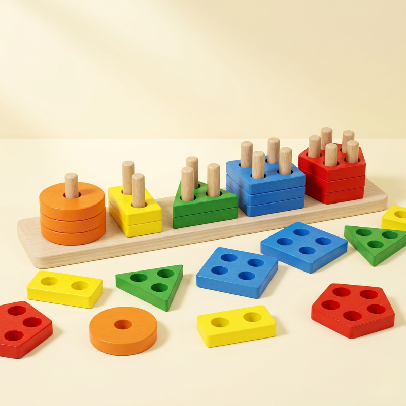 5 Column Shape Sorter and Stacking Puzzle