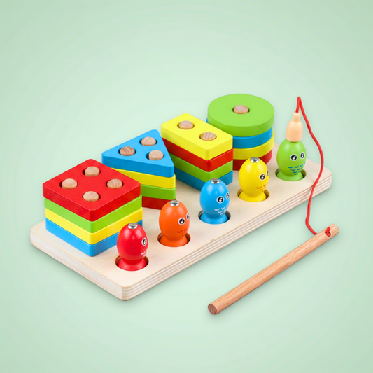 Fishing and stacking toy 4 post