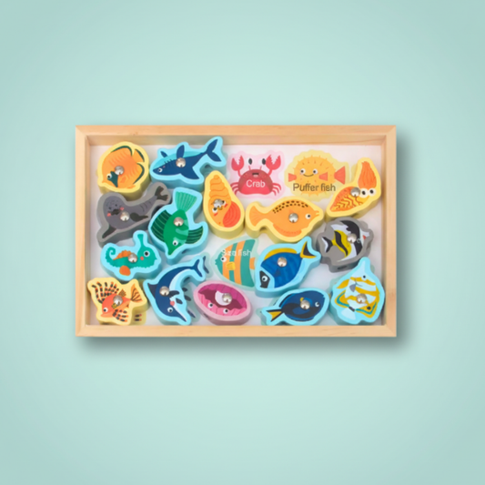 Wooden Fishing And Lacing Toy