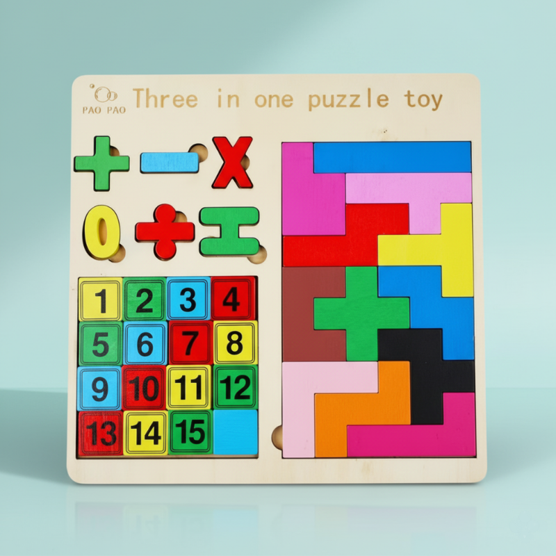 Wooden Tetris And Number 3 in 1
