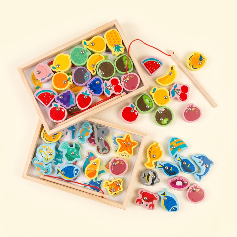 Wooden Fishing And Lacing Toy